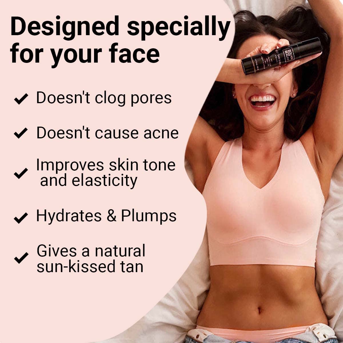 Self Tanner For Face Anti Aging Sunless Tanning Serum w/Hyaluronic Acid Organic Oils & Vitamin B5 - Non Comedogenic Facial Bronzer Fake Tan Moisturizer For Natural Sunkissed Glow - 2.0 fl.oz.