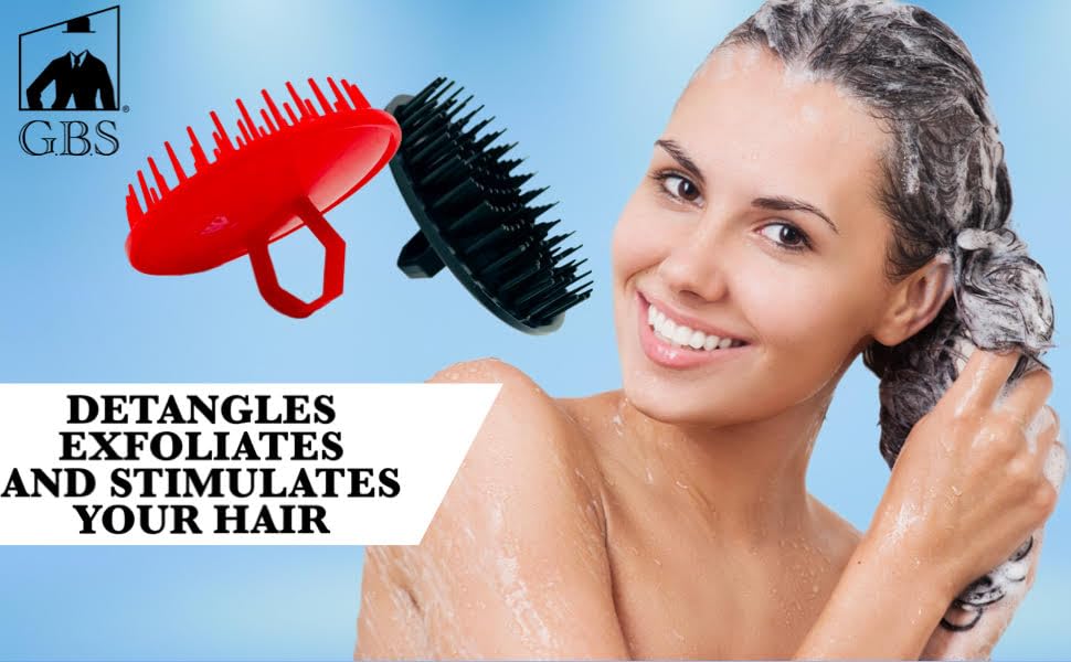 2 Pcs 3.5 Dia Round Scalp Head Massage Shampoo Brushes Red Blue