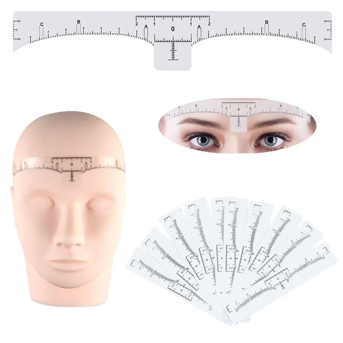 Eyebrow Ruler,130Pcs Disposable Eyebrow Ruler Sticker, Adhesive Eyebrow Microblading Ruler Guide For makeup tool