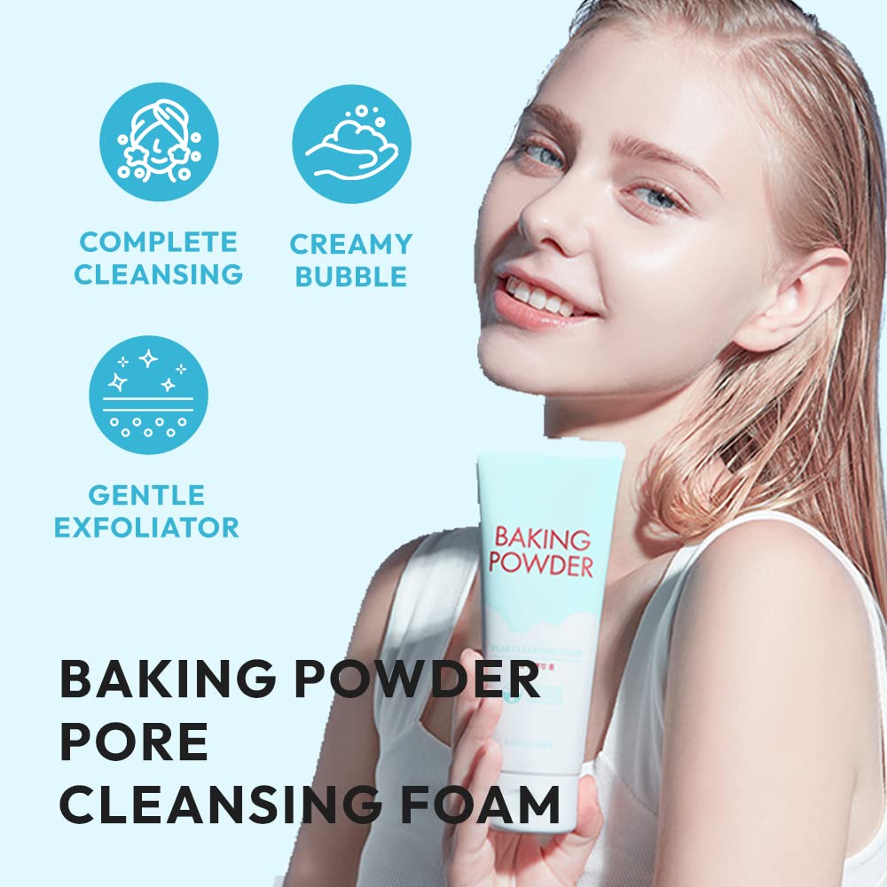 ETUDE Baking Powder Pore Cleansing Foam 5.4 fl.oz.(160ml) (21AD) | Multi-Deep Cleansing Foam to Remove Dead Cells, Impurities From Pores and Cleanse Away Makeup