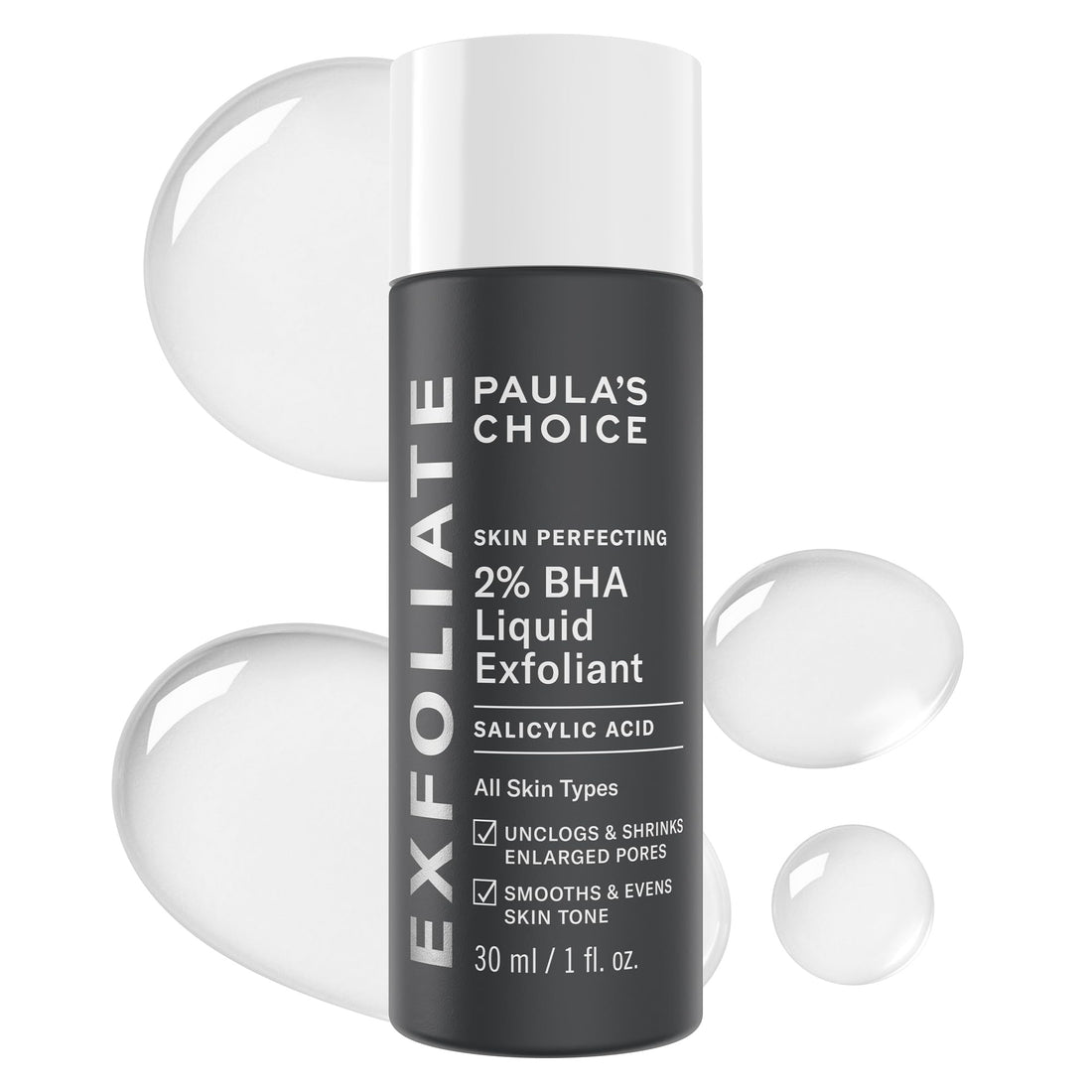 Paula's Choice Skin Perfecting 2% BHA Liquid Salicylic Acid Exfoliant, Gentle Facial Exfoliator for Blackheads, Large Pores, Wrinkles & Fine Lines, Travel Size, 1 Fluid Ounce