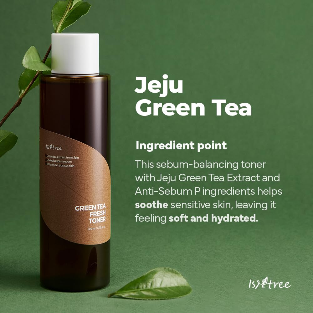 Isntree Green Tea Fresh Facial Toner Oil, 200Ml Deep Moisturizing, Sebum Control, Nourishing, Revitalizing, Hypoallergenic, Pack of 1