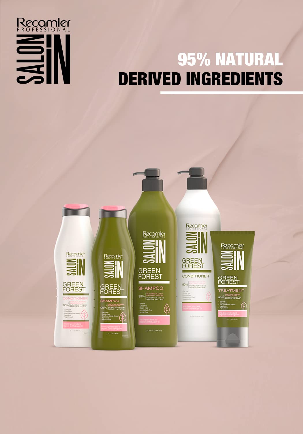 RECAMIER Green Forest Moisturizing Natural Hair Conditioner Salon In Shampoo Hidratante 33.8 OZ