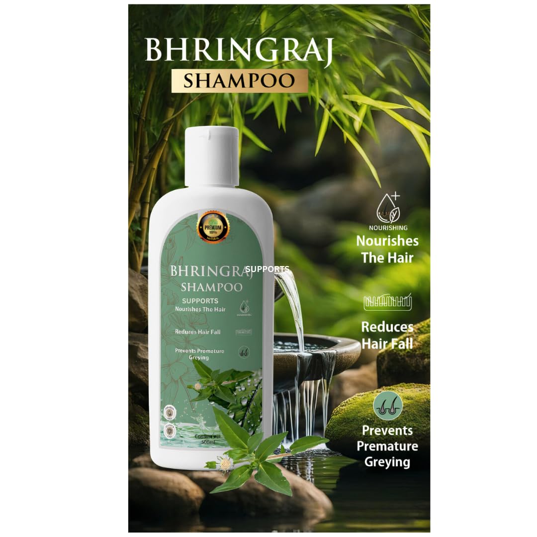 Bhringraj Shampoo, Eclipta Alba, King of Herbs for Hair For Hair Growth | Hair Cleanser | An Anti Hair Loss, Thickening formula, Anti Thinnining, for Women & Men, Anti Dandruff Treatment,16.9 oz