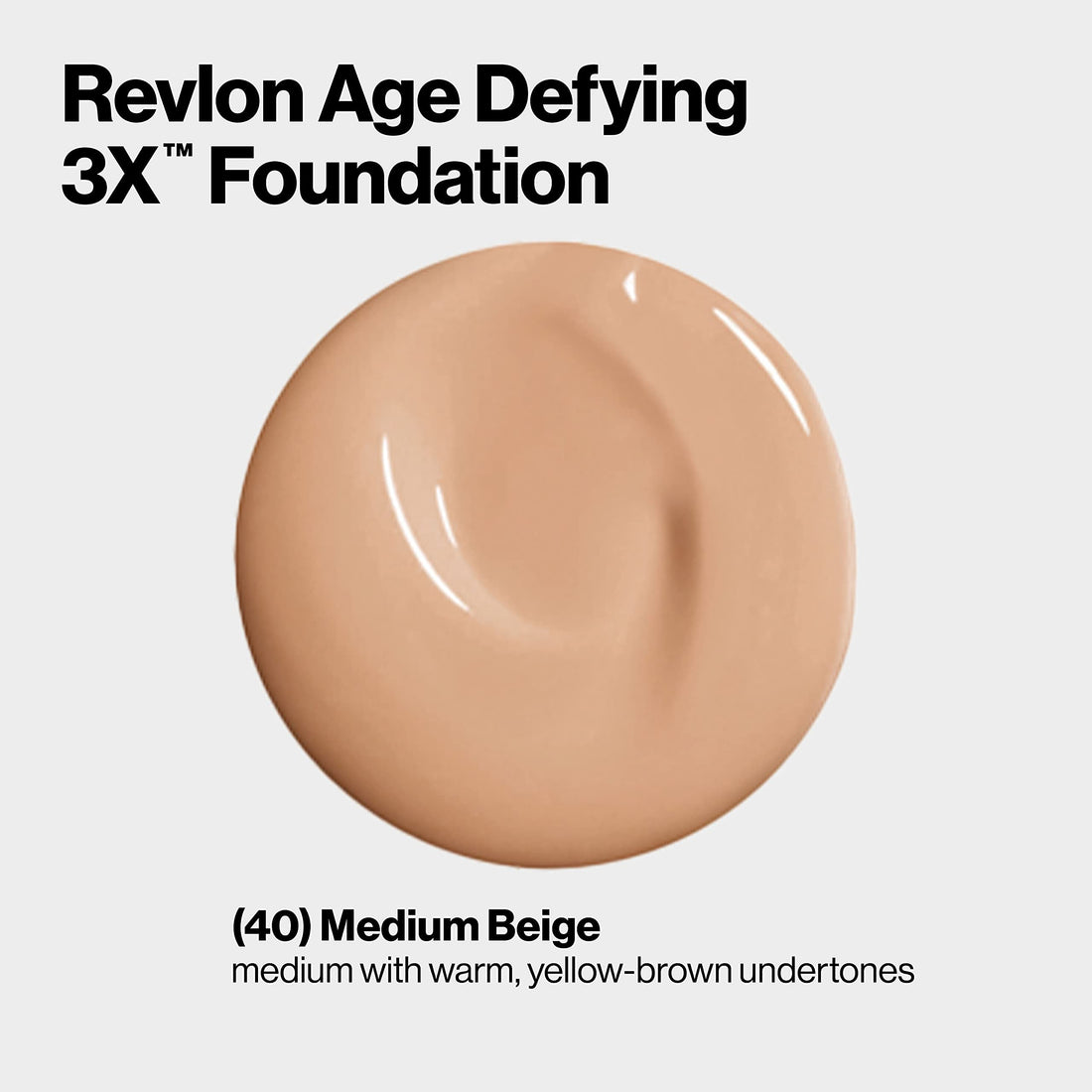 Revlon Liquid Foundation, Age Defying 3XFace Makeup, Anti-Aging and Firming Formula, SPF 30, Longwear Medium Buildable Coverage with Natural Finish, 040 Medium Beige, 1 Fl Oz