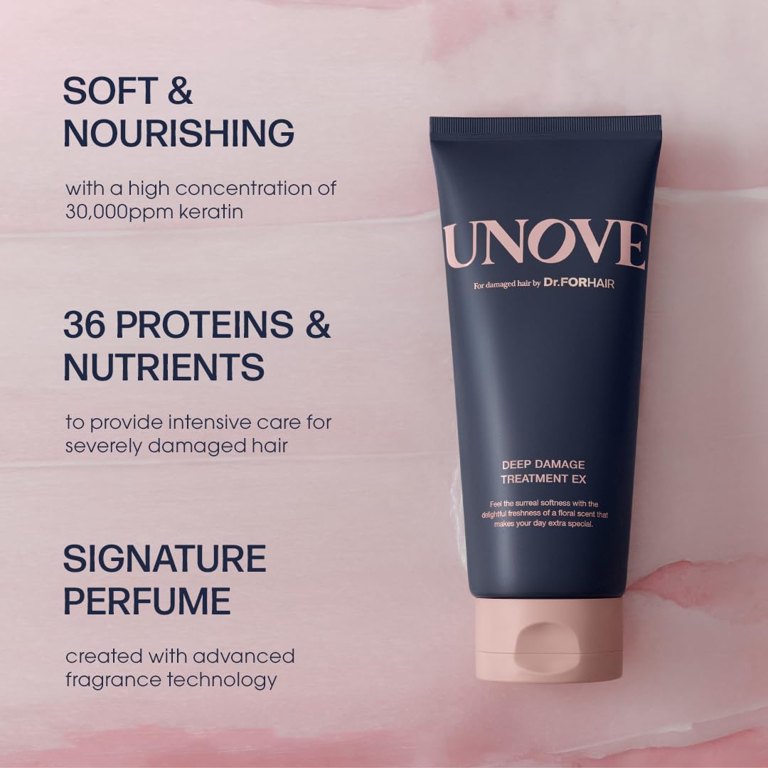 UNOVE Deep Damage Treatment Ex 207 ml/7fl.oz | Premium Nourishing Hair Mask | Conditioner for Dry Frizzy Damaged Hair with Keratin-PF | Strengthening & Hydrating