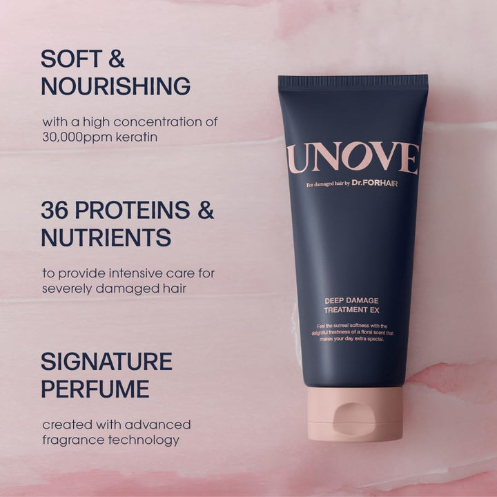 UNOVE Deep Damage Treatment Ex 207 ml/7fl.oz | Premium Nourishing Hair Mask | Conditioner for Dry Frizzy Damaged Hair with Keratin-PF | Strengthening & Hydrating