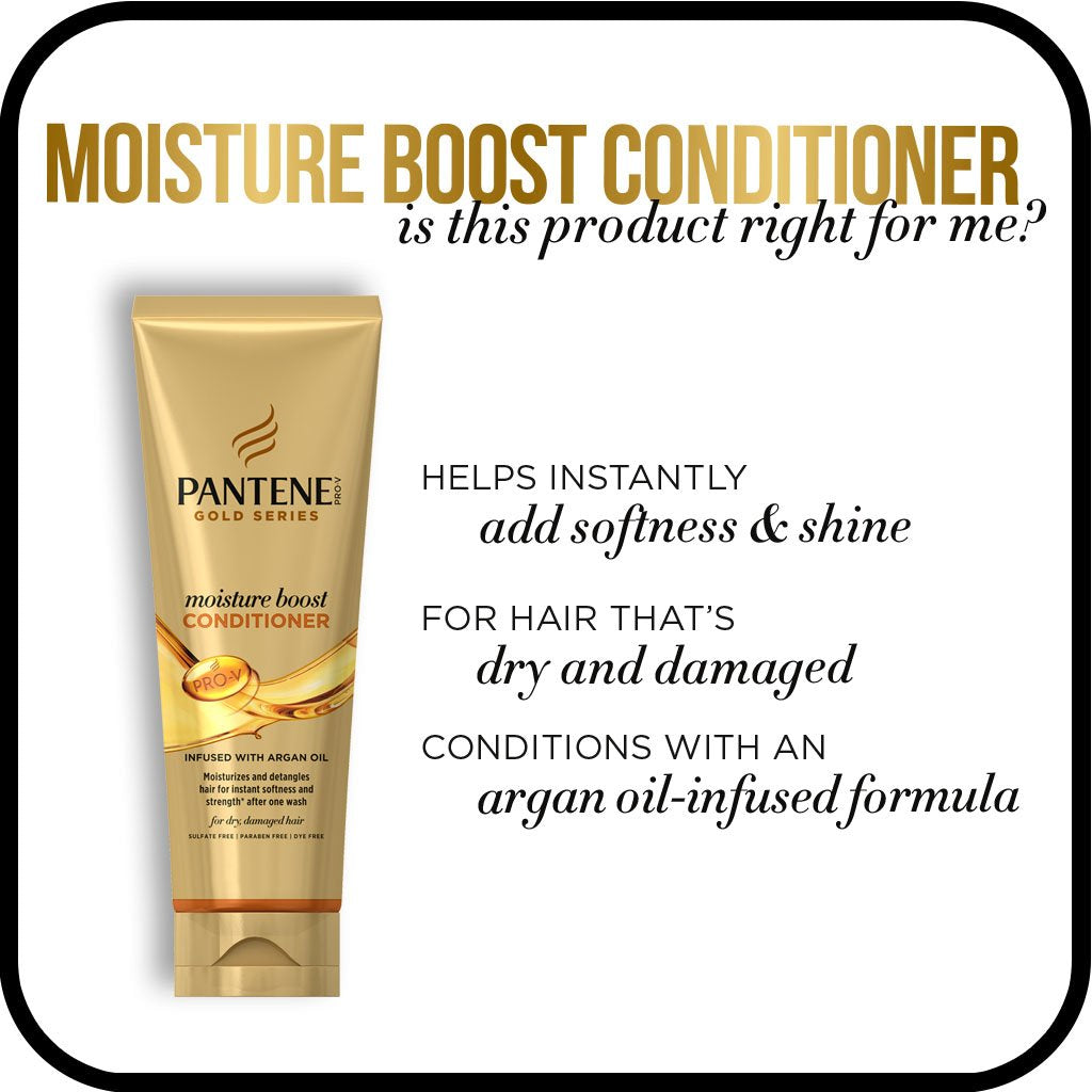 Pantene Gold Series Sulfate-Free Moisture Boost Conditioner Infused with Argan Oil for Curly, Coily Hair, 8.4 fl oz