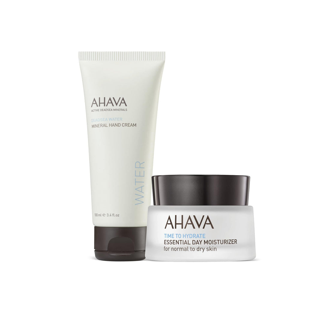 AHAVA Essential Hydration & Working Hands Duo - Includes Hand Cream 3.4 Fl.Oz & Essential Day Moisturizer 1.7 Fl.Oz, enriched with Dead Sea Minerals & Magnesium for dry & cracked hands & fine lines