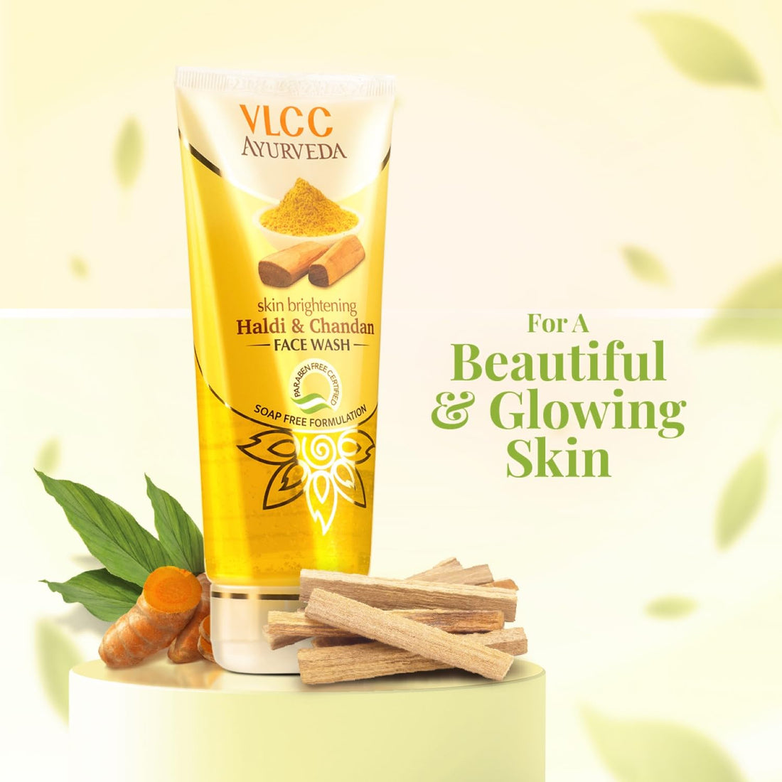 VLCC Ayurveda Skin Brightening Haldi & Chandan Face Wash -100ml- For Skin Brightening. Soap Free, Paraben and Synthetic colorant free.