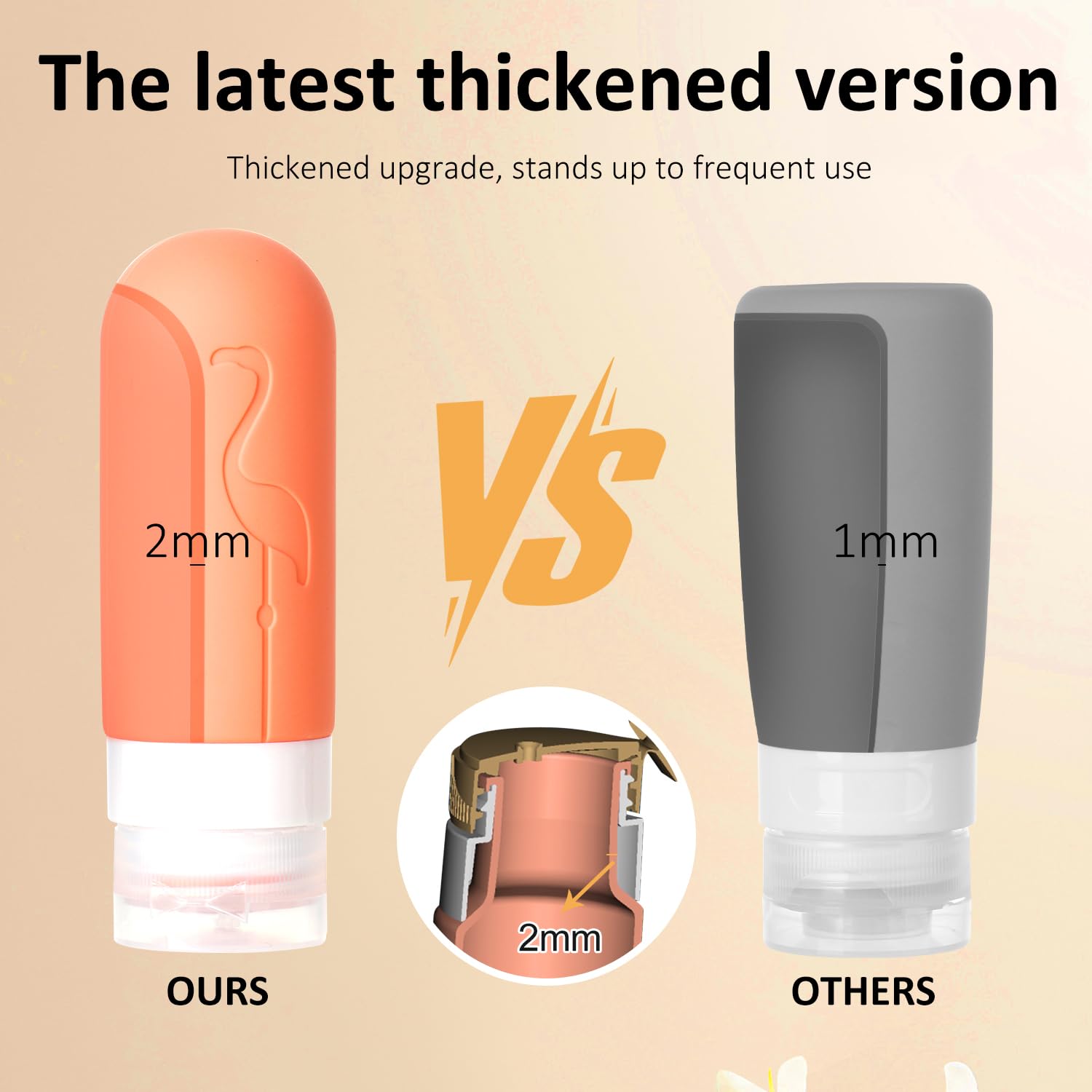 Vipop Empty 3 oz Travel Size Bottles Toiletries Containers for Toiletries Liquids,Small Silicone Mini Refillable Leak Proof TSA Approved Travel Bottles for Creams Shampoo and Conditioner Traveling