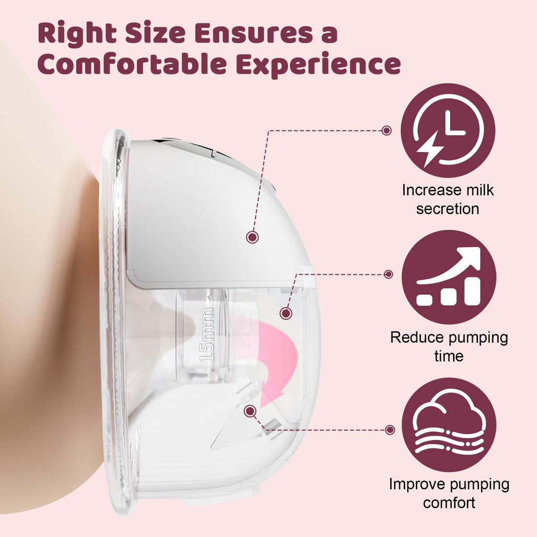 21mm Flange Inserts Compatible with Medela/TSRETE/Momcozy S9 S10 S12 Wearable Cups & Spectra S1 S2, 24mm Breast Pump Shields Reduce Nipple Tunnel Down to 21mm, 2pcs