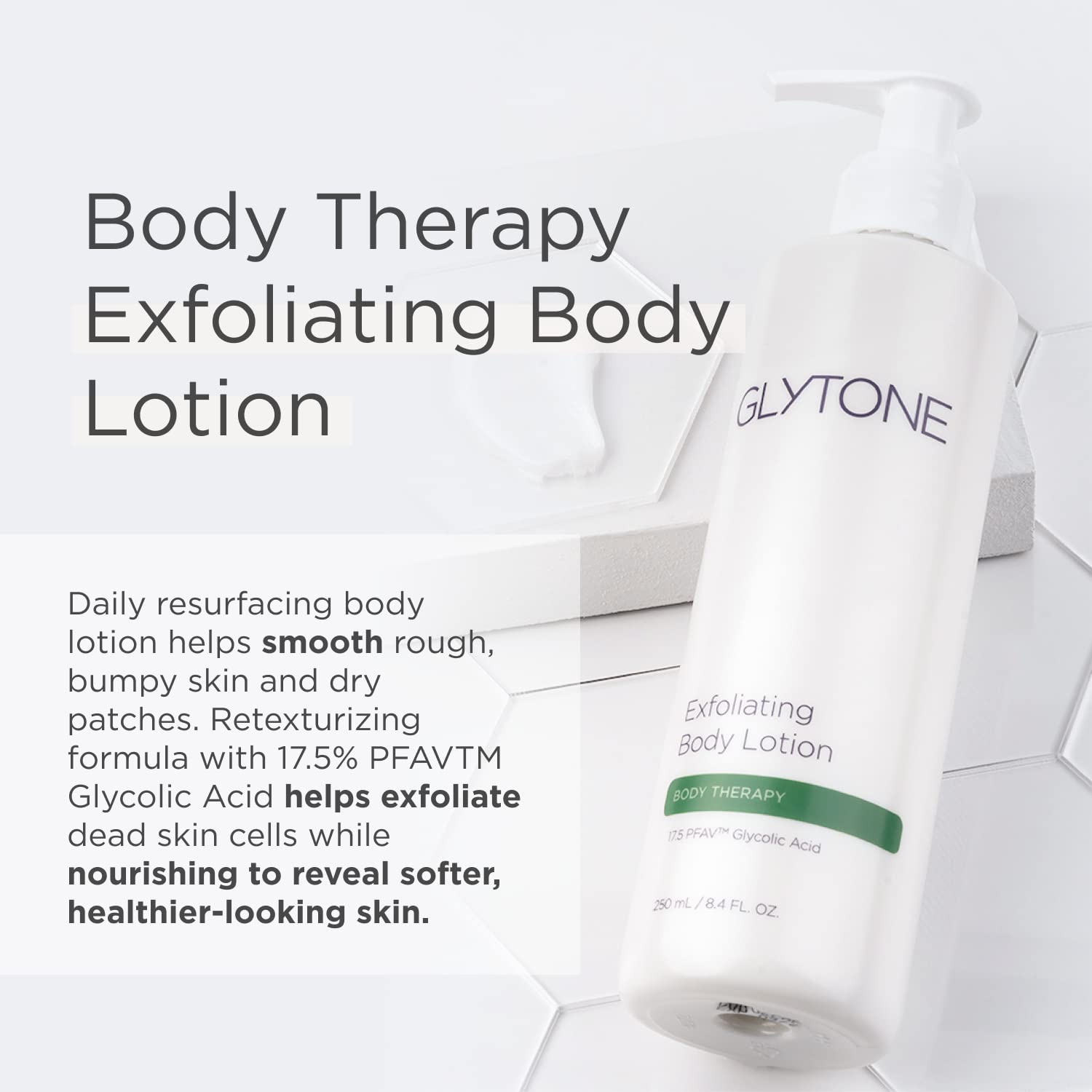 Glytone Glycolic Acid Exfoliating Body Lotion, Keratosis Pilaris Lotion For Rough And Bumpy Skin, Dry Skin Lotion, 17.5% PFAV Glycolic Acid, Fragrance Free Body Lotion, Skin Care Moisturizer 8.4 Fl.Oz