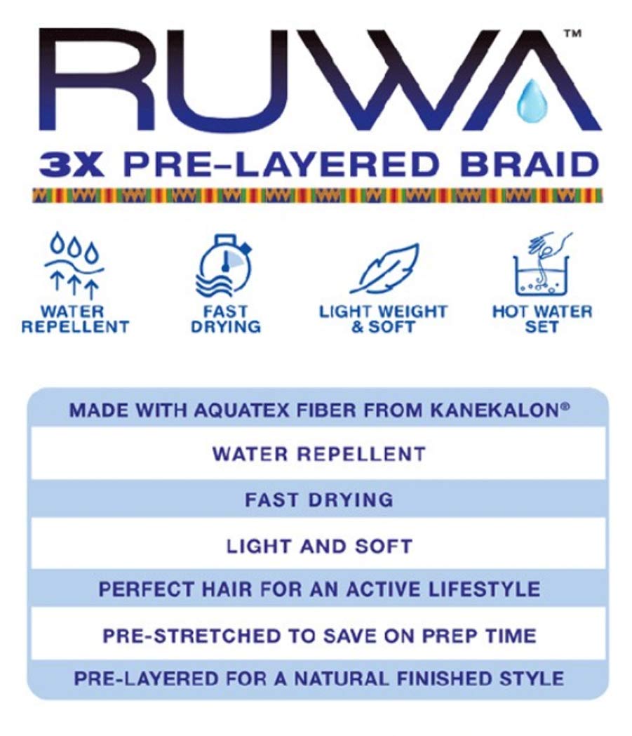 [MULTI PACKS DEAL] SENSATIONNEL AFRICAN COLLECTION KANEKALON AQUATEX PRE-LAYERED SYNTHETIC BRAID 48 / WATER-REPELLENT - 3XRUWA (2PACKS, 1B)