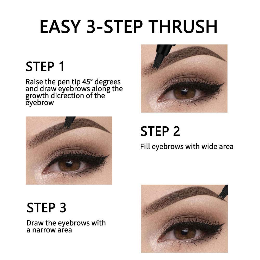 Eyebrow Pen, Microblading Eyebrows, 4 Points Eyebrow Pencil, Creates Lasting MakeUp Professional Natural Looking Eyebrows, Cover Sparse Areas, Daily Waterproof Eyebrow Pen