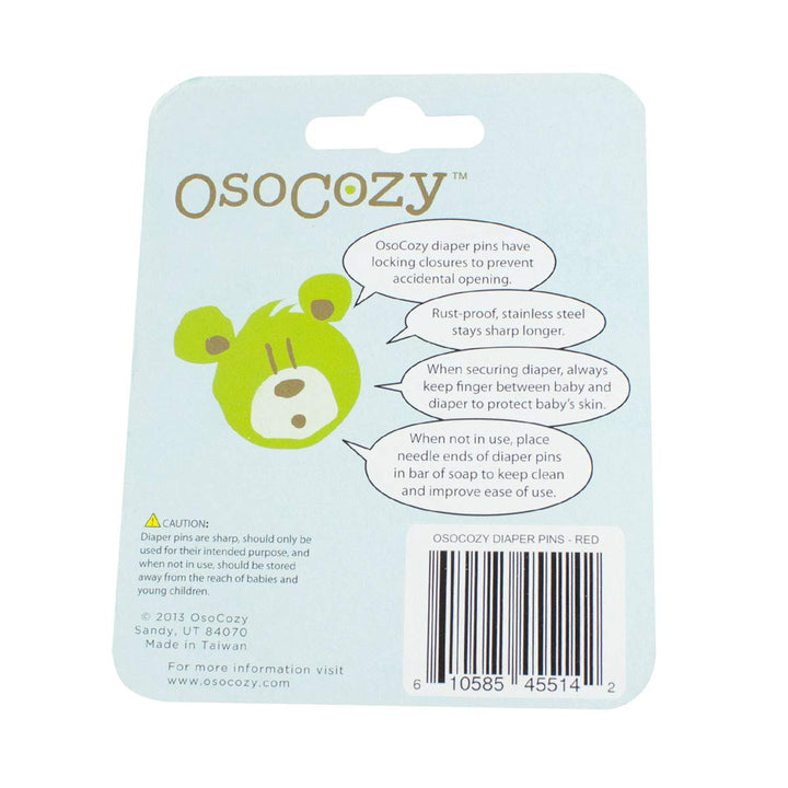 OsoCozy Diaper Pins - {Red} - Sturdy, Stainless Steel Diaper Pins with Safe Locking Closures - Use for Special Events, Crafts or Colorful Laundry Pins , 2.875 Inch x 0.25 Inch x 0.5 Inch
