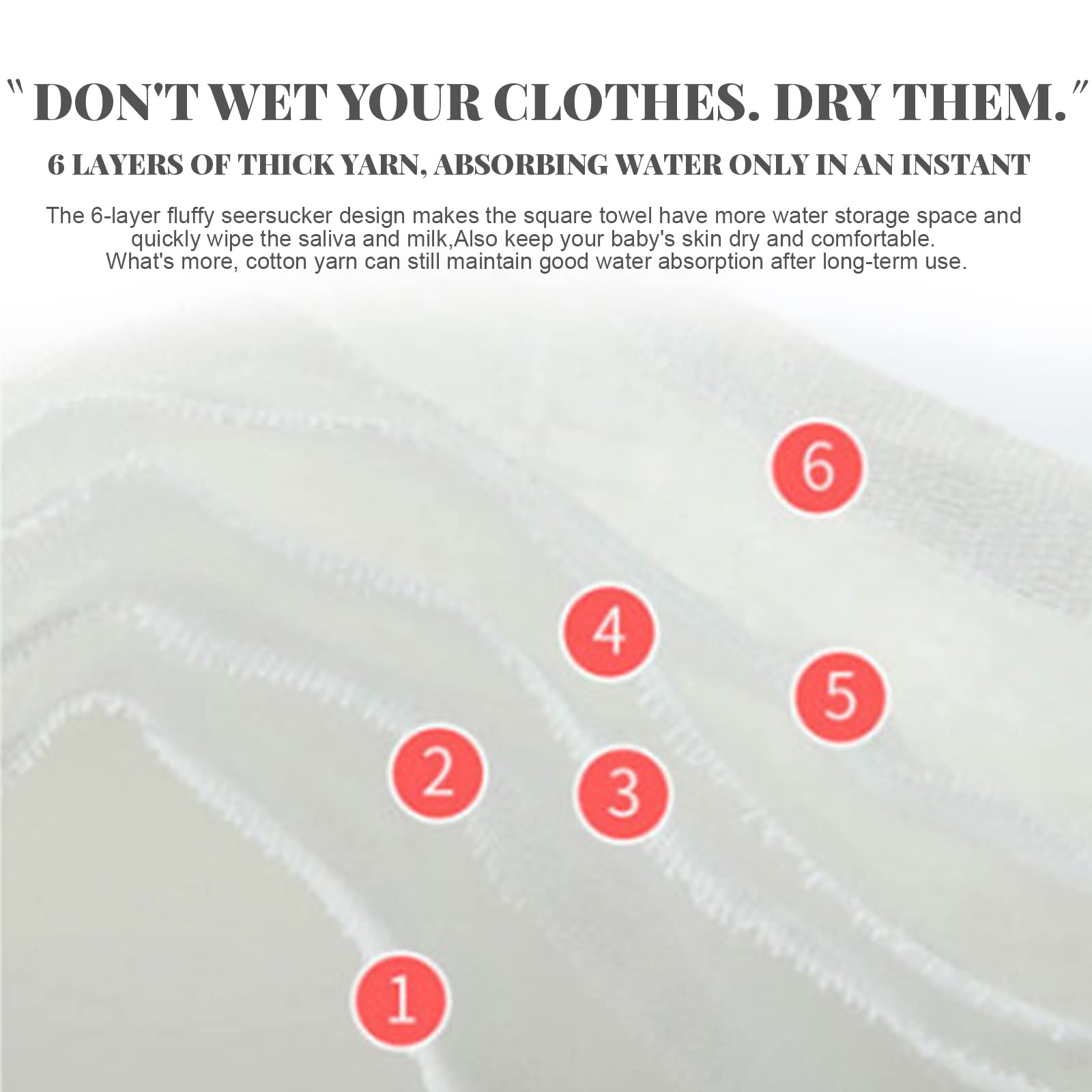 Setaria Viridis Baby Muslin Towel Blankets- 3 Pack Newborn White Gauze Towel Odor Free Soft Baby Bath Towel 6 Layers for Boys and Girls 41.5x 41.5
