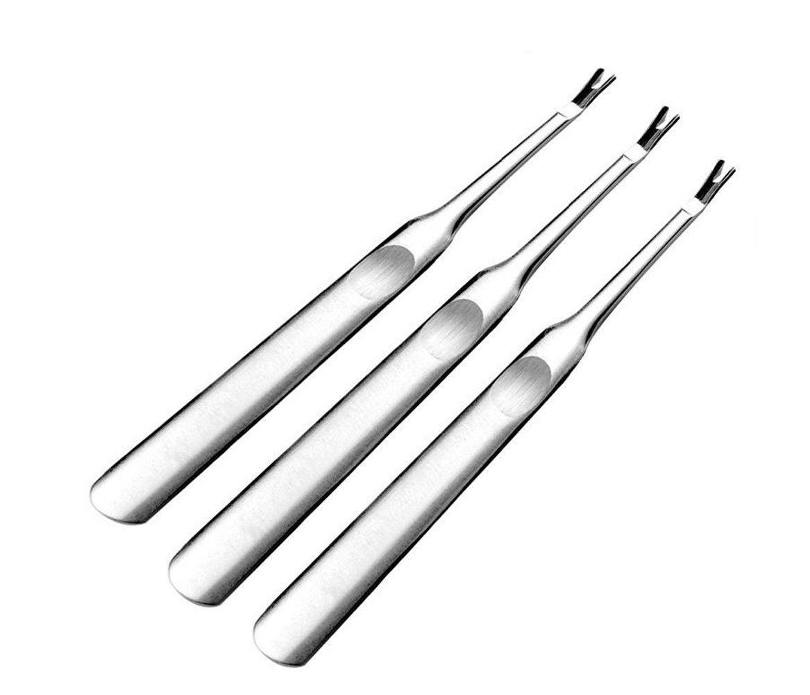 1PCS Stainless Steel 4.6inch Long Professional Cuticle Pusher Nails Cleaner Nipper Clipper Trimming and Cutting Dead Skin Callus Removal Fork Nail Art Manicure Tool for Fingernails and Toenails