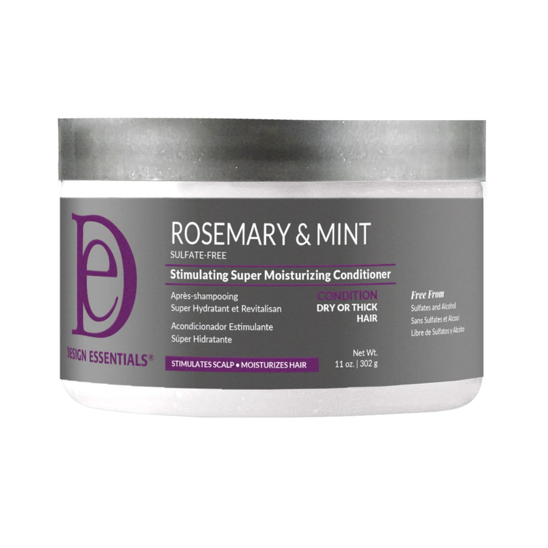Design Essentials Rosemary & Mint Super Moisturizing Ultra Stimulating Conditioner Best for Medium to Coarse Textures-Insane Moisture for Dry Hair - 6oz.