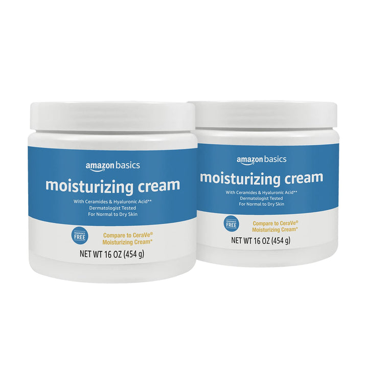 Amazon Basics Moisturizer Cream for Face, Dry Skin, Hydrating , 16 Ounces, 2-Pack