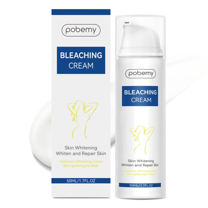 Pobemy Skin Bleaching Cream, Dark Spot Remover for Face, Intimate Areas & Body, Vitamin C Whitening for Underarms, Knees, Elbows, Inner Thighs, Bikini Line – Sensitive Skin Lightening Cream- 1.7FL OZ