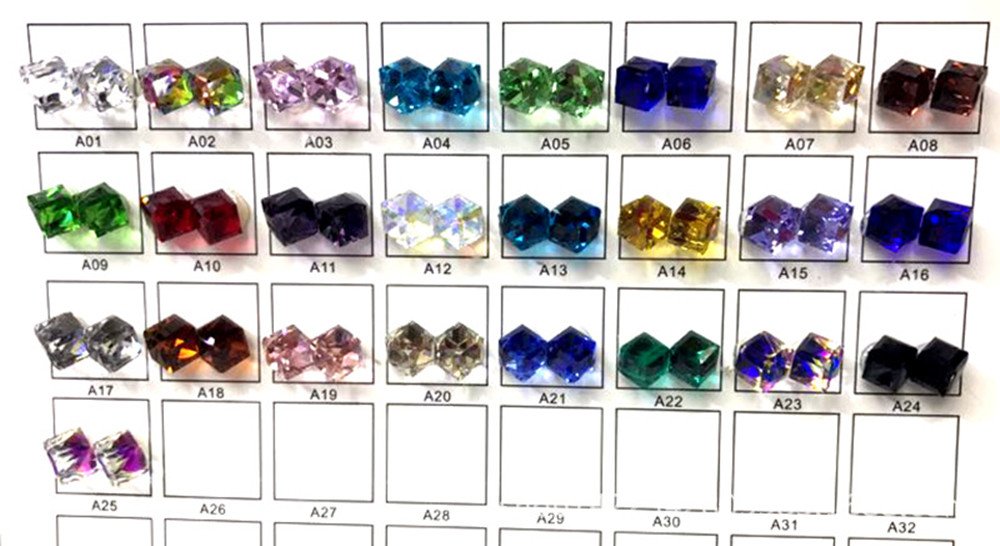 60PCS 3D Cube Square Rhinestone Crystal Glass Nails Beads Decoration Manicure Nail Art 4MM (Colorful)
