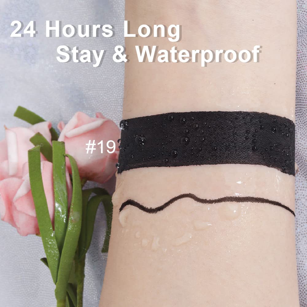 HAOYA 2Pcs Matte Dark Black Lip Liner and Lipstick Makeup Set, Matte Liquid Lipstick 24H and with Lip Liner Set Waterproof Long Lasting labiales mate 24 horas originales matte larga duracion 24#19