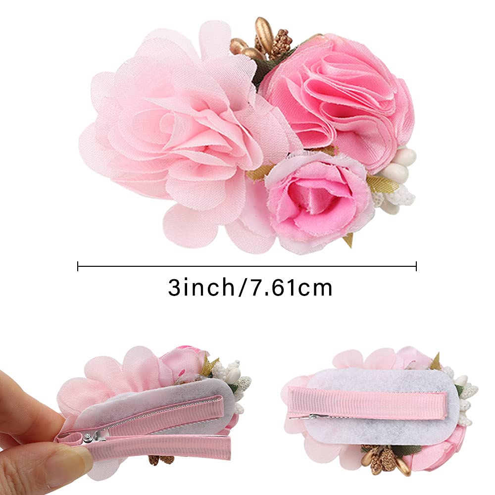 Flower Hair Clips For Little Girls, 6Pcs Floral Hair Accessories for Baby Toddlers Teen Girl Gifts (Flower Style-B)