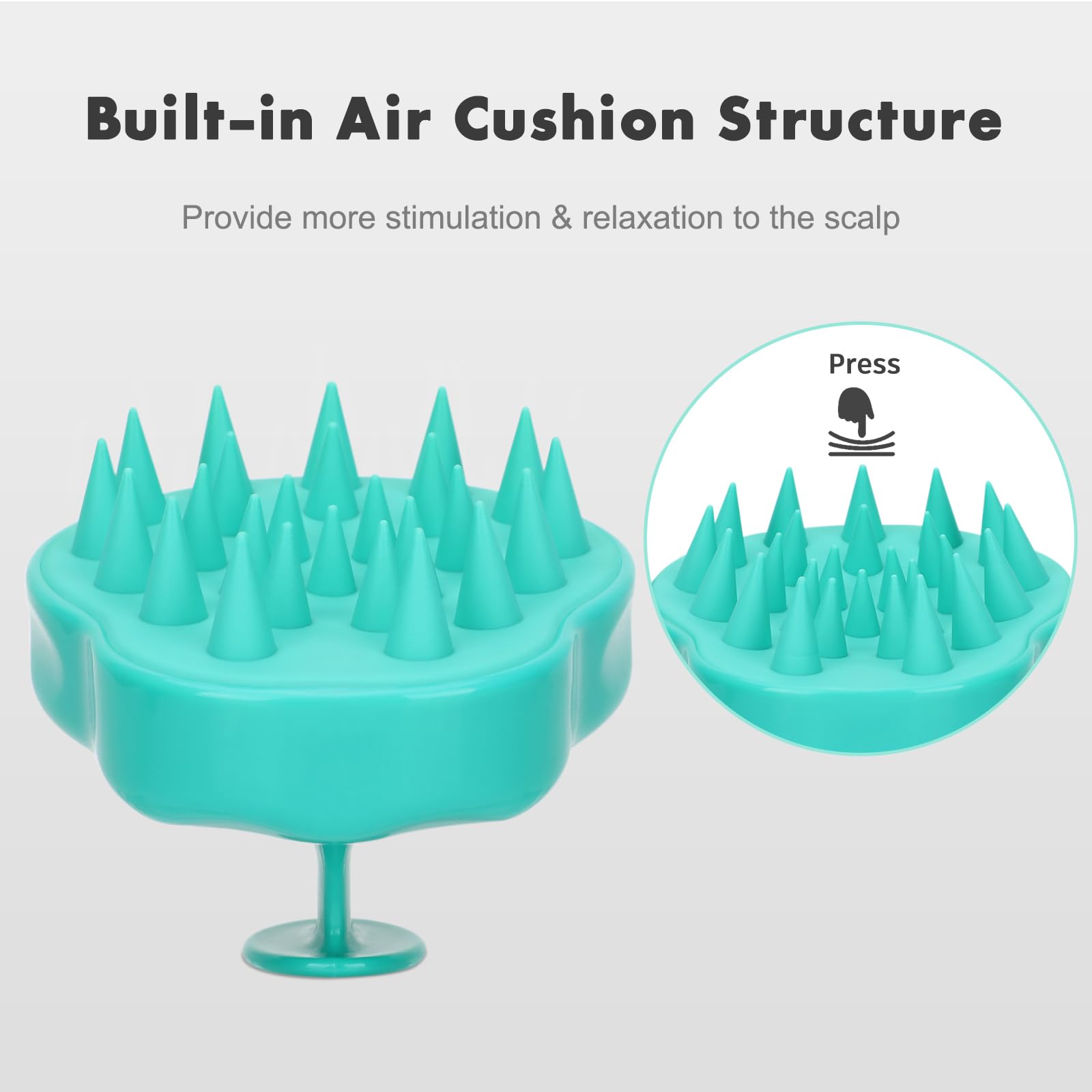 Green: Shampoo Brush Scalp Massager, FReatech [Wet & Dry] Hair Scalp Massage Brush Soft Silicone Comb for Men, Women, Kids and Pets - Green