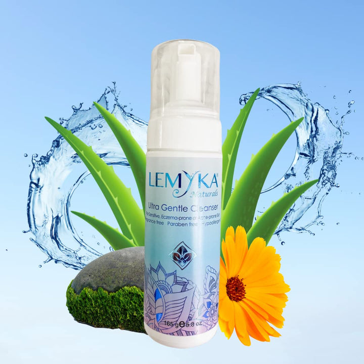 Hydrating Daily Face Wash for Eczema, Rosacea, Dry, Sensitive Skin, Natural Facial Cleanser Gentle, Foamy & Clarifying, Blemish & Redness Control, Fragrance, Sulfate, Paraben Free, LEMYKA