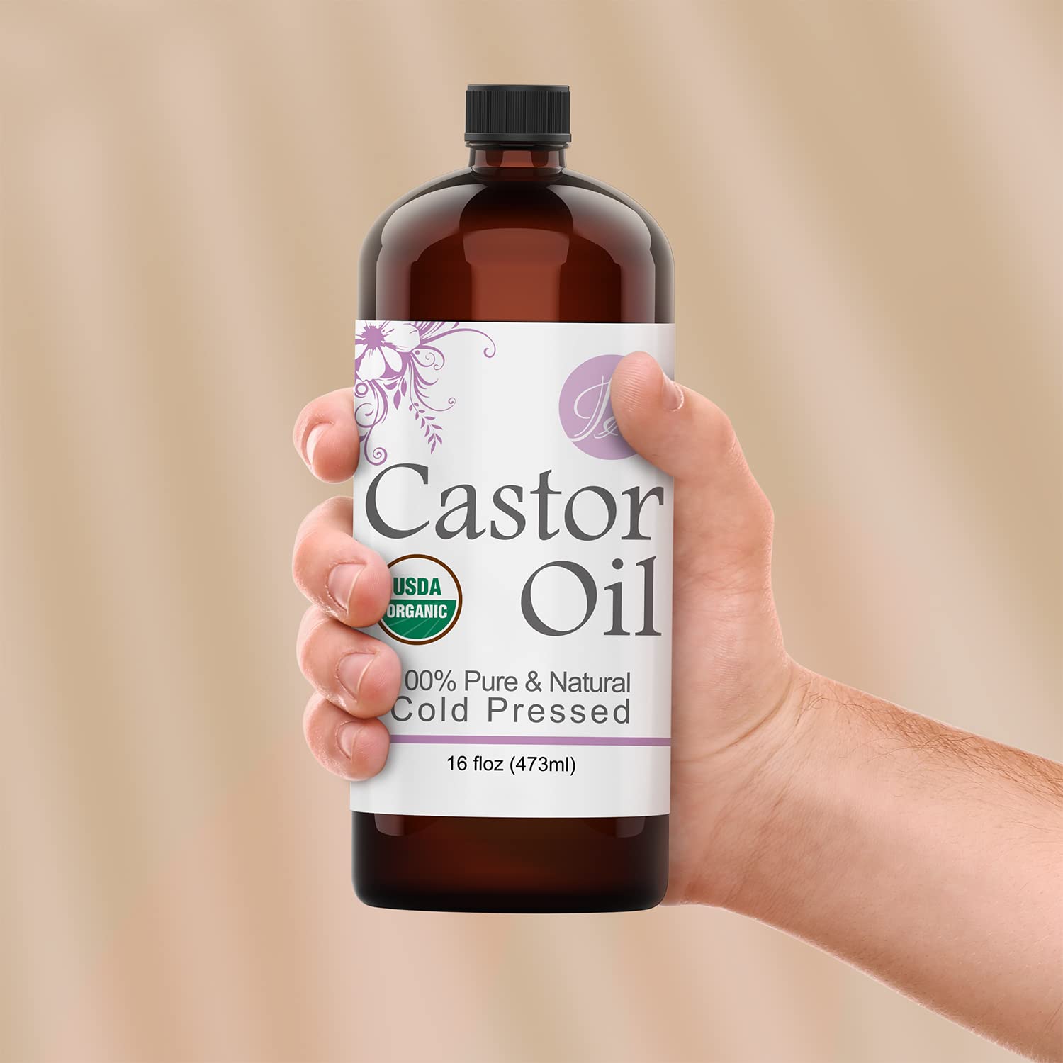 Healing Solutions Oils - 16 oz Castor Oil Organic Pure Natural, Cold Pressed, Hexane & Chemical Free Natural Solution, Lash Serum, Stimulates Growth For Hair, Eyelash, Eyebrows, Scalp & Beard - 473ml