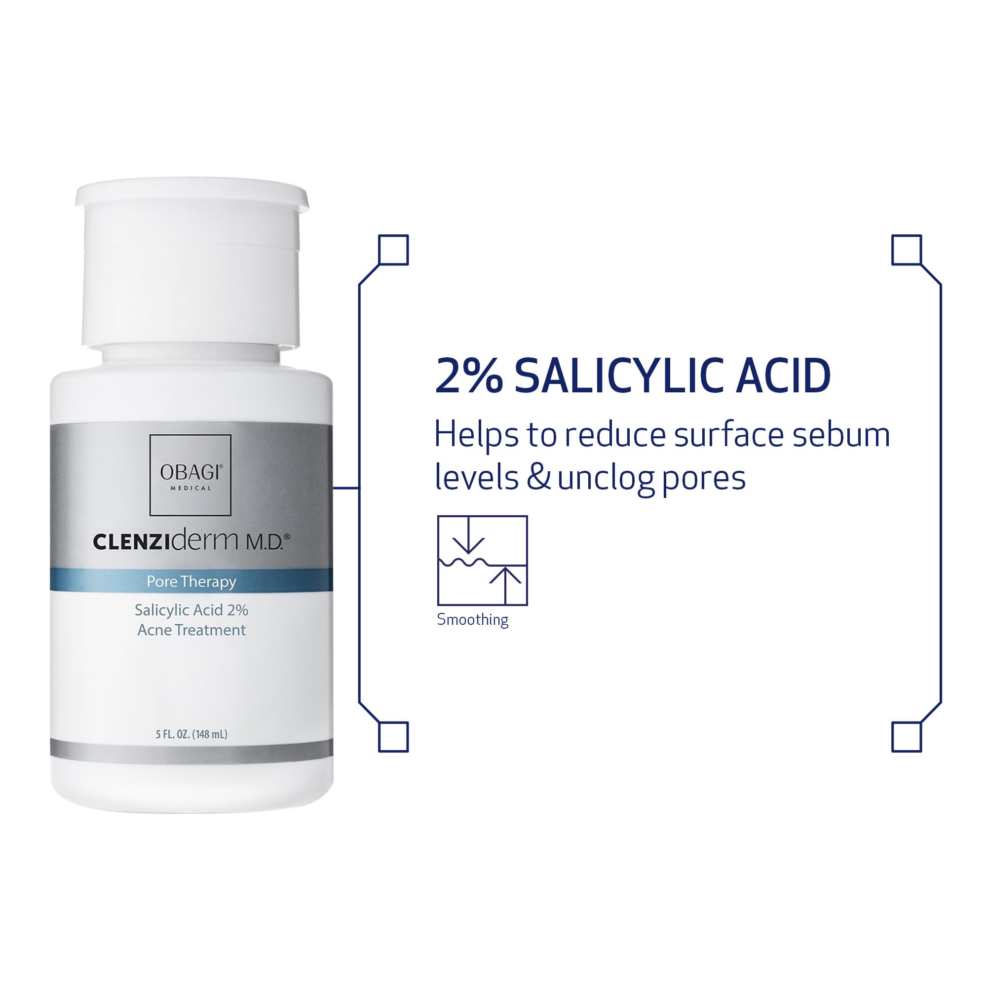 Obagi CLENZIderm M.D. Pore Therapy Exfoliating BHA Toner - Unclogs Pores with 2% Salicylic Acid Acne Treatment – 5 oz