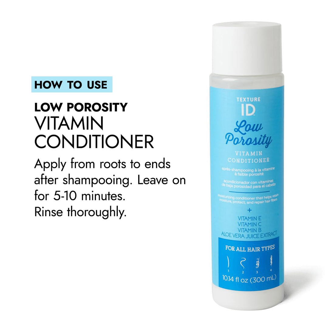Texture ID Low Porosity Vitamin Conditioner, Aloe Vera Gel, Oil Complex, 10.14 Fl Oz