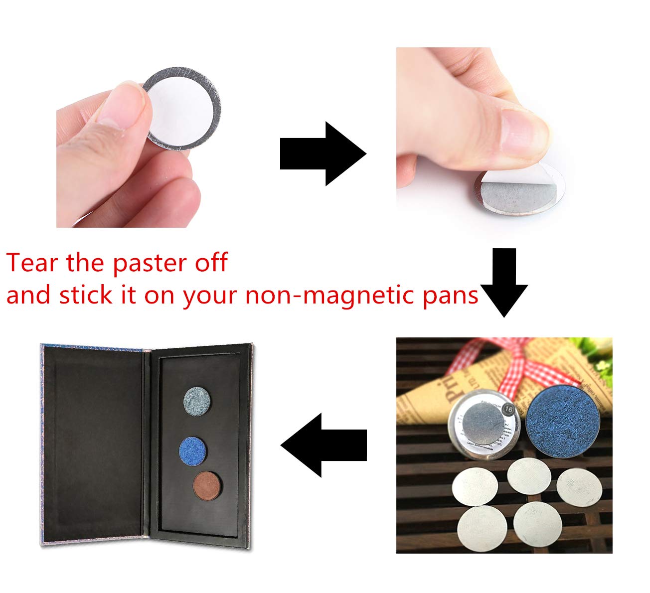 TUOKING 50Pcs Square Metal Stickers for Eyeshadow Magnetic Makeup Palette