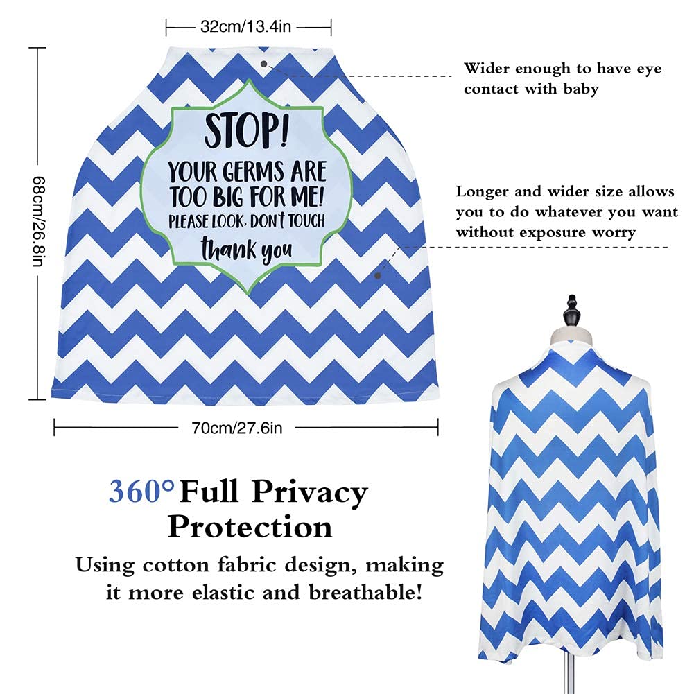 Metplus Stretchy Infant Car Seat Canopy, Metplus Baby Carseat Cover, Soft Nursing Breastfeeding Cover, Multi Use Newborn Carrier/Stroller/Shopping Cart, Boy Girl Shower Gift - No Touch Sign