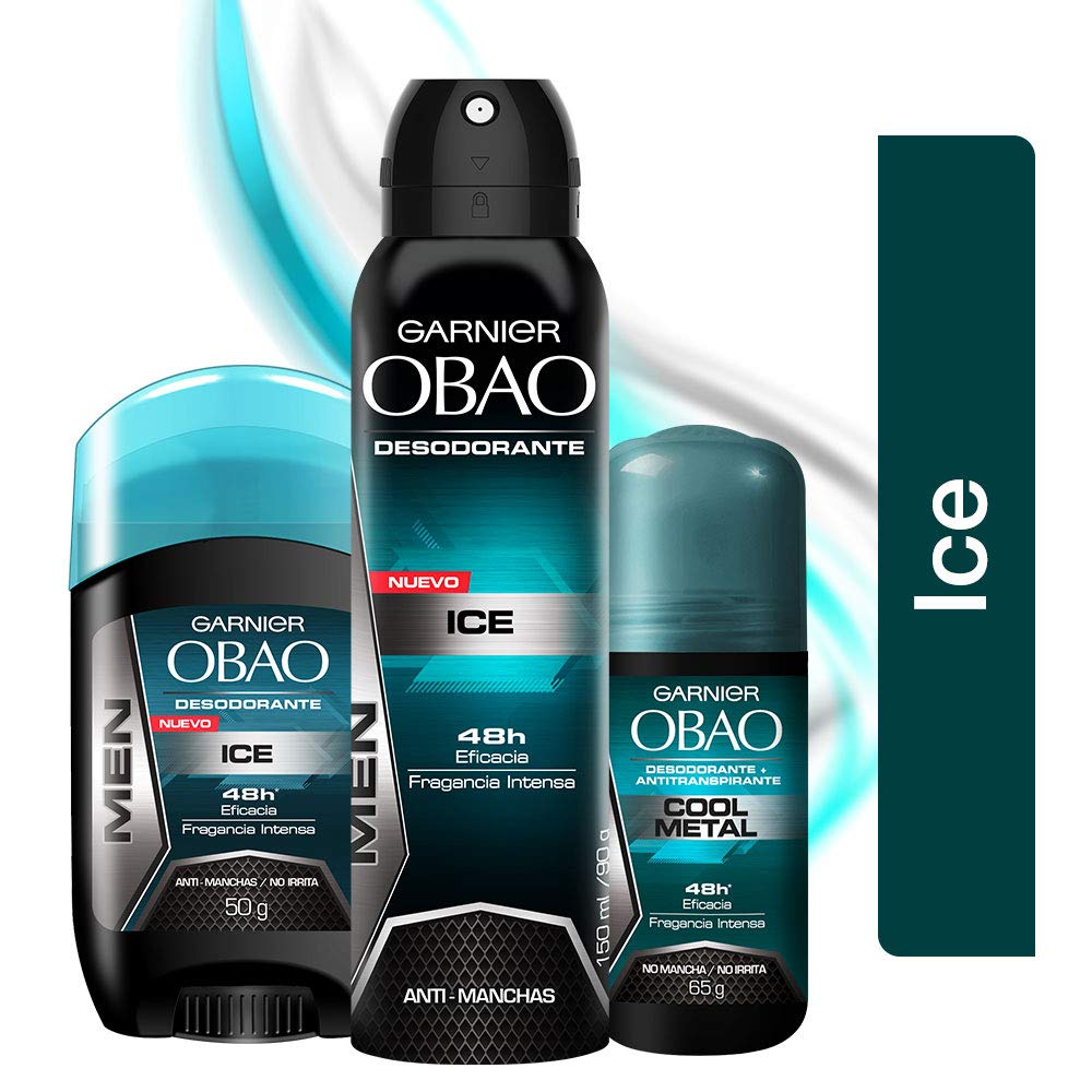 (Pack of 4) Garnier OBAO for Men, 48 Hour Roll on Deodorant & Antiperspirant, Cool Metal Scent, 65 g each by Garnier OBOA