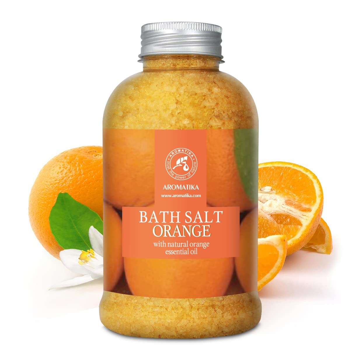 Orange Bath Salts w/Natural Orange Essential Oil 21.16 Oz - Good for Beauty - Bathing - Body Care - Wellness - Spa - Bath