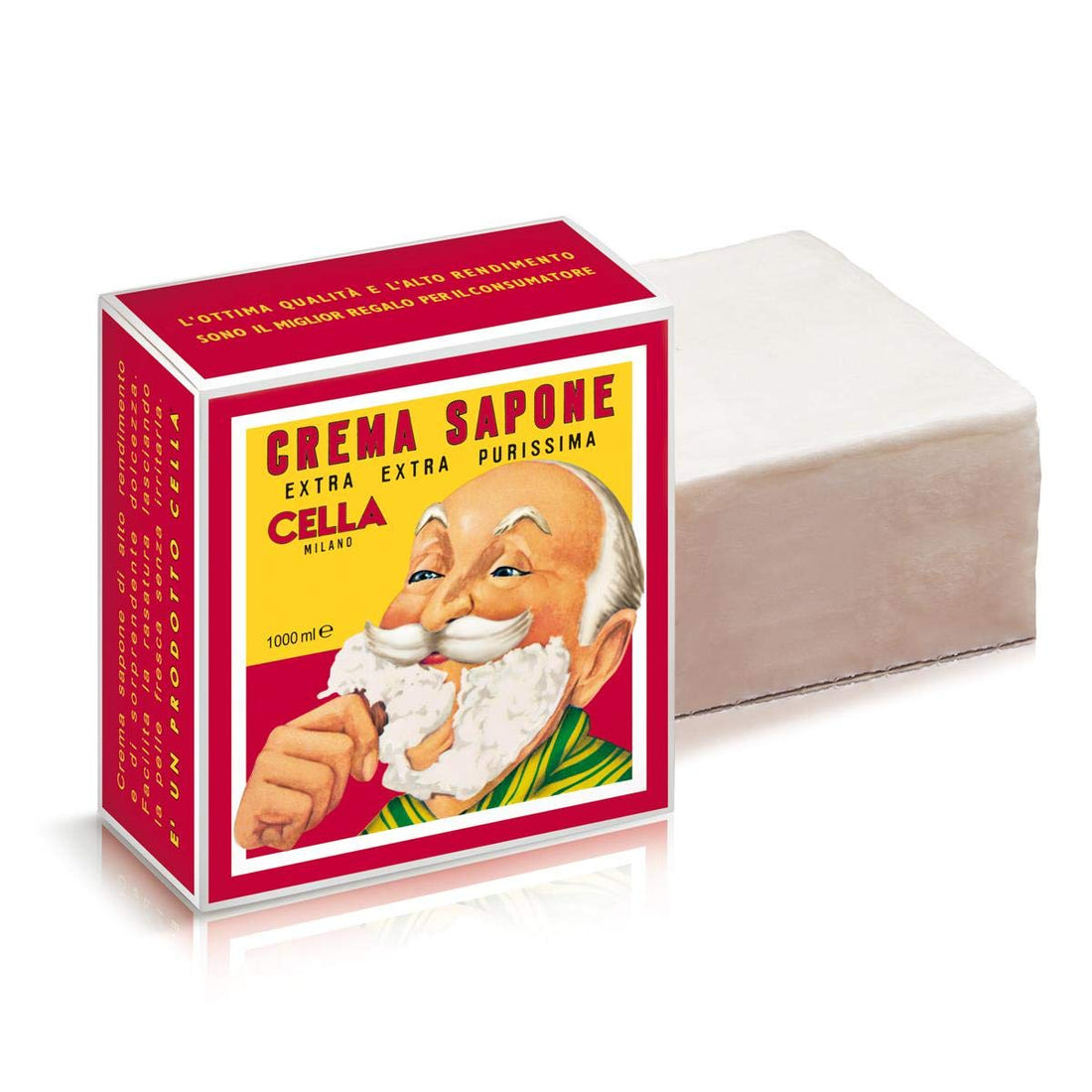 CELLA Shaving cream Soap - XL GIANT Size - One Kilo Box 1000GR - almond shave creme - Fills cella container 12 times !!