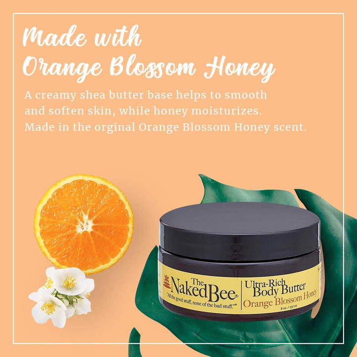 The Naked Bee Ultra-Rich Body Butter, 8 Ounce, Orange Blossom Honey
