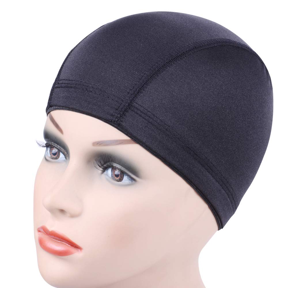 YANTAISIYU 5 Pcs/Lot Black Dome Cap Wig Caps Stretchy Wig Cap with Wide Elastic Band for Making Wig (Dome Cap S)