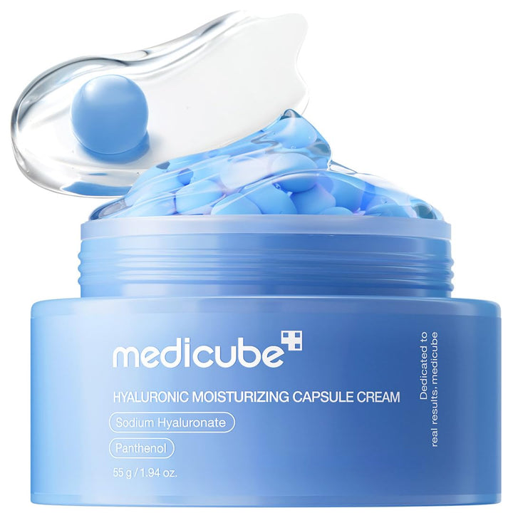 medicube Hyaluronic Acid Capsule Cream | 120H Long-Lasting Hydration, Barrier Care & Calming Daily Facial Moisturizer For All Skin Types | With Hyaluronic Acid, Panthenol & Ceramides | Korean Skincare