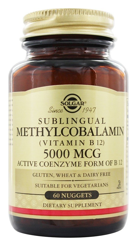 Solgar Methylcobalamin (vitamin B12) 5000 Mcg, 60 Nuggets, 60 Count (Pack of 12)