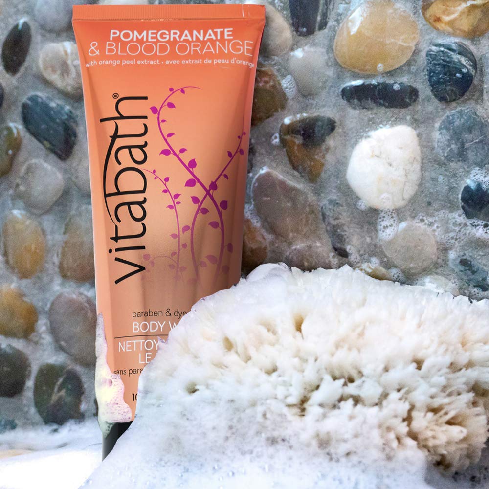 Vitabath Pomegranate & Blood Orange Body Wash Moisturizing Bath & Shower Cleanser Infused with Hibiscus Flowers - Cruelty-Free, Paraben-Free - 10 oz