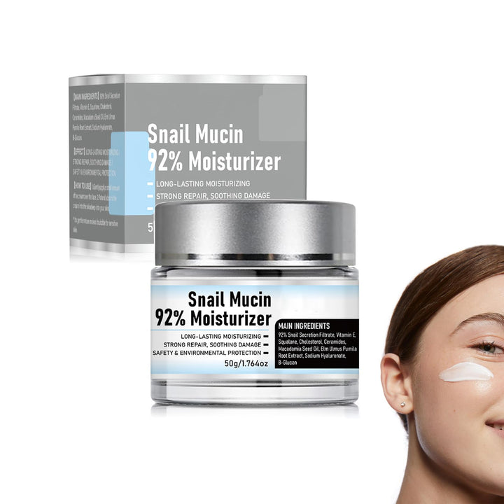 Snail Mucin 92% Moisturizer Daily Face Gel Cream, Hydrating Repair Face Gel Cream, Advanced Snail 92 All In One Cream for Dry & Sensitive Skin, All Skin Types 50g / 1.76oz