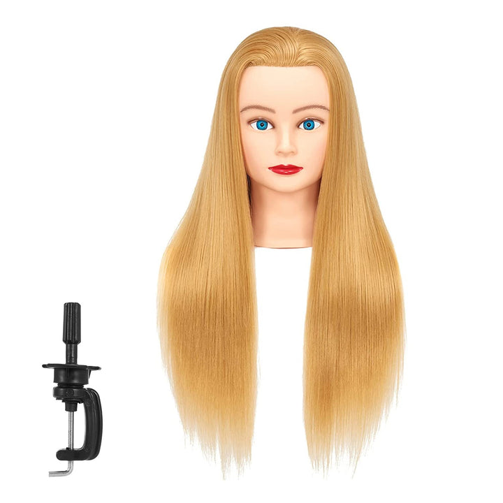 26-28 Mannequin Head Hair Styling Training Head Manikin Cosmetology Doll Head Synthetic Fiber Hair Hairdressing training model with free clamp (6RB1711W2720)