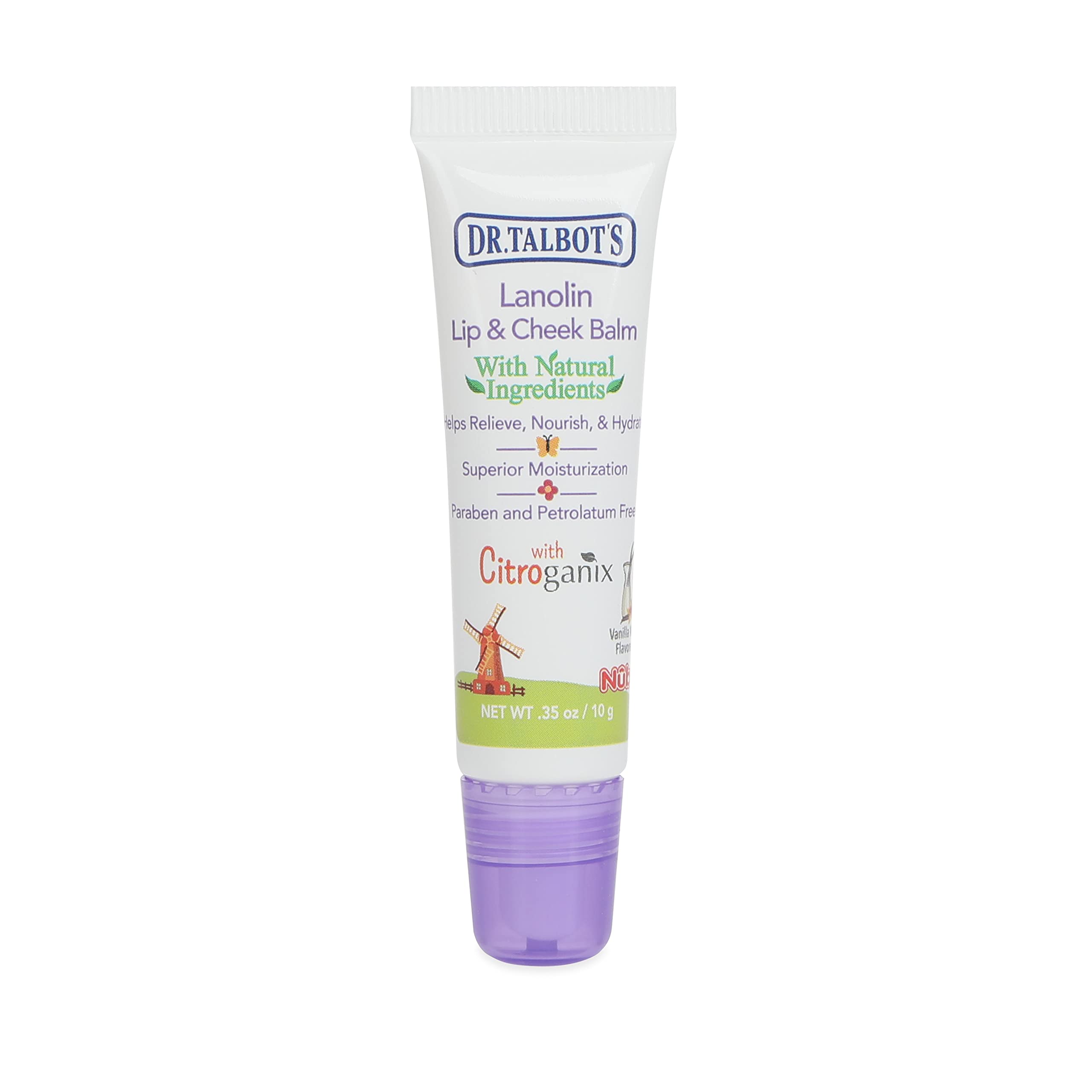 Dr. Talbot's Lanolin Lip & Cheek Balm for Baby, Naturally Inspired with Citroganix, Vanilla Milk Flavor, 0.35 Ounce