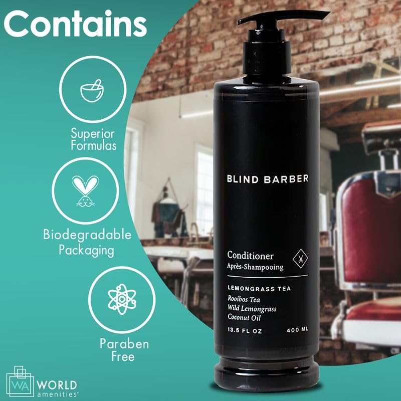 Blind Barber Hair Conditioner - Rooibos Tea Fragrance Moisturizing Conditioner with Invigorates Senses - 13.5 fl oz Pump Bottle