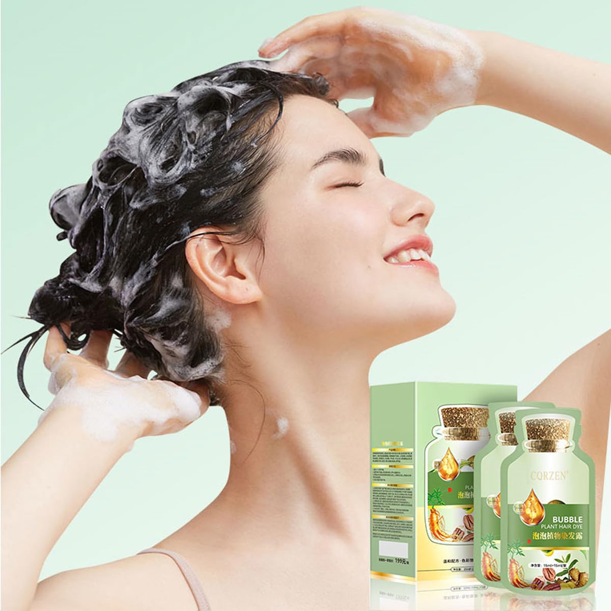 Natural Bubble Plant Hair Dye,New Botanical Bubble Hair Dye,Hair Dye Shampoo for Gray Hair for Women and Men,30ml 10Packs (Natural Black, 300 ML)