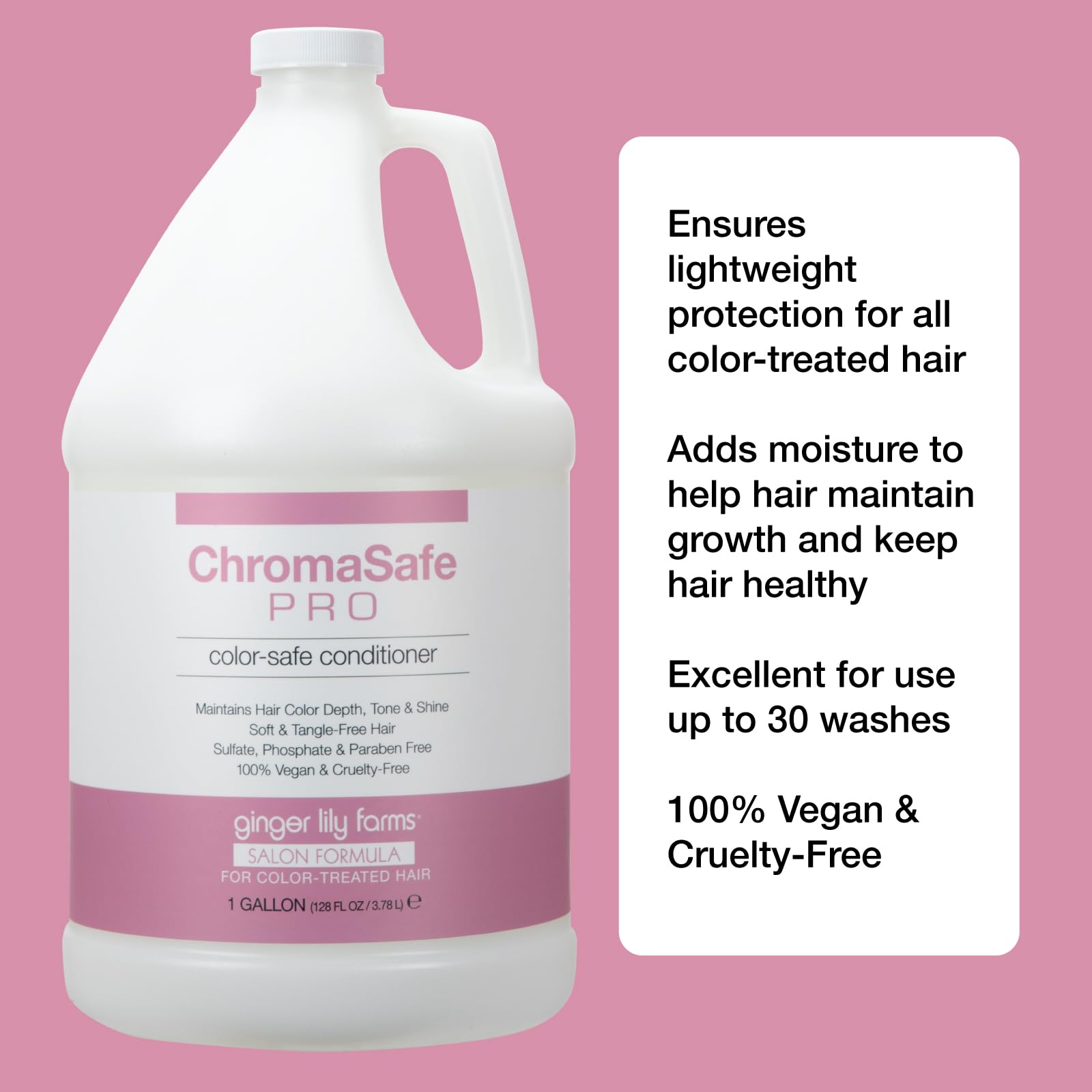 Ginger Lily Farms Salon Formula ChromaSafe Pro Color Safe Conditioner for Color-Treated Hair, 100% Vegan & Cruelty-Free, 1 Gallon (128 fl oz) Refill