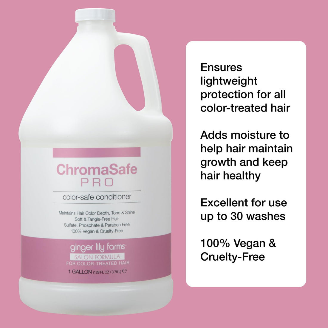 Ginger Lily Farms Salon Formula ChromaSafe Pro Color Safe Conditioner for Color-Treated Hair, 100% Vegan & Cruelty-Free, 1 Gallon (128 fl oz) Refill